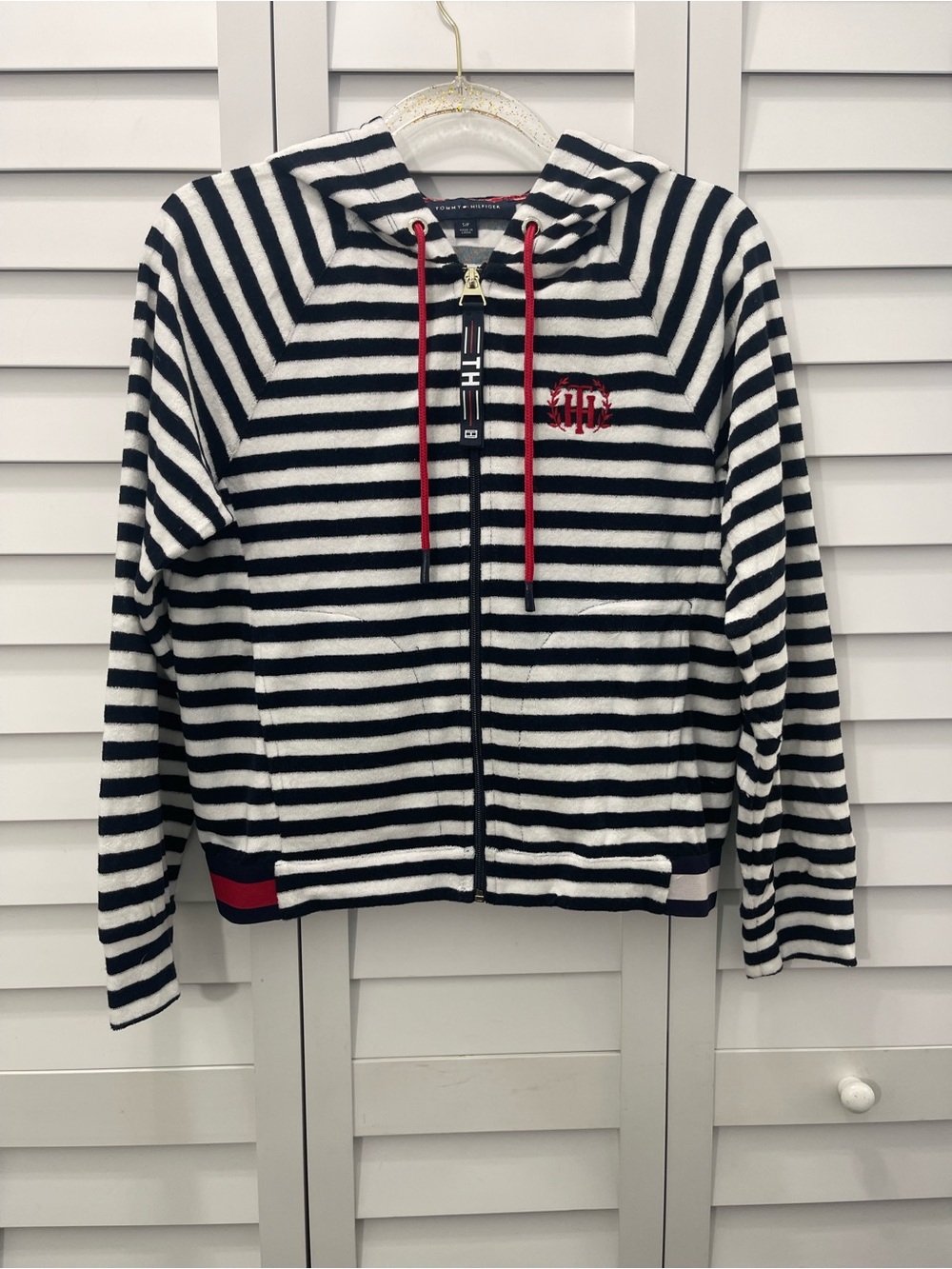 Tommy Hilfiger Women’s Striped Hoodie.  Zip-Up with  Pockets Size S/P